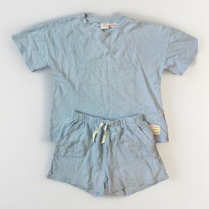 Zara Set Girls Boys Size 8-9 Blue Shorts Short Sleeve Neutral Unisex